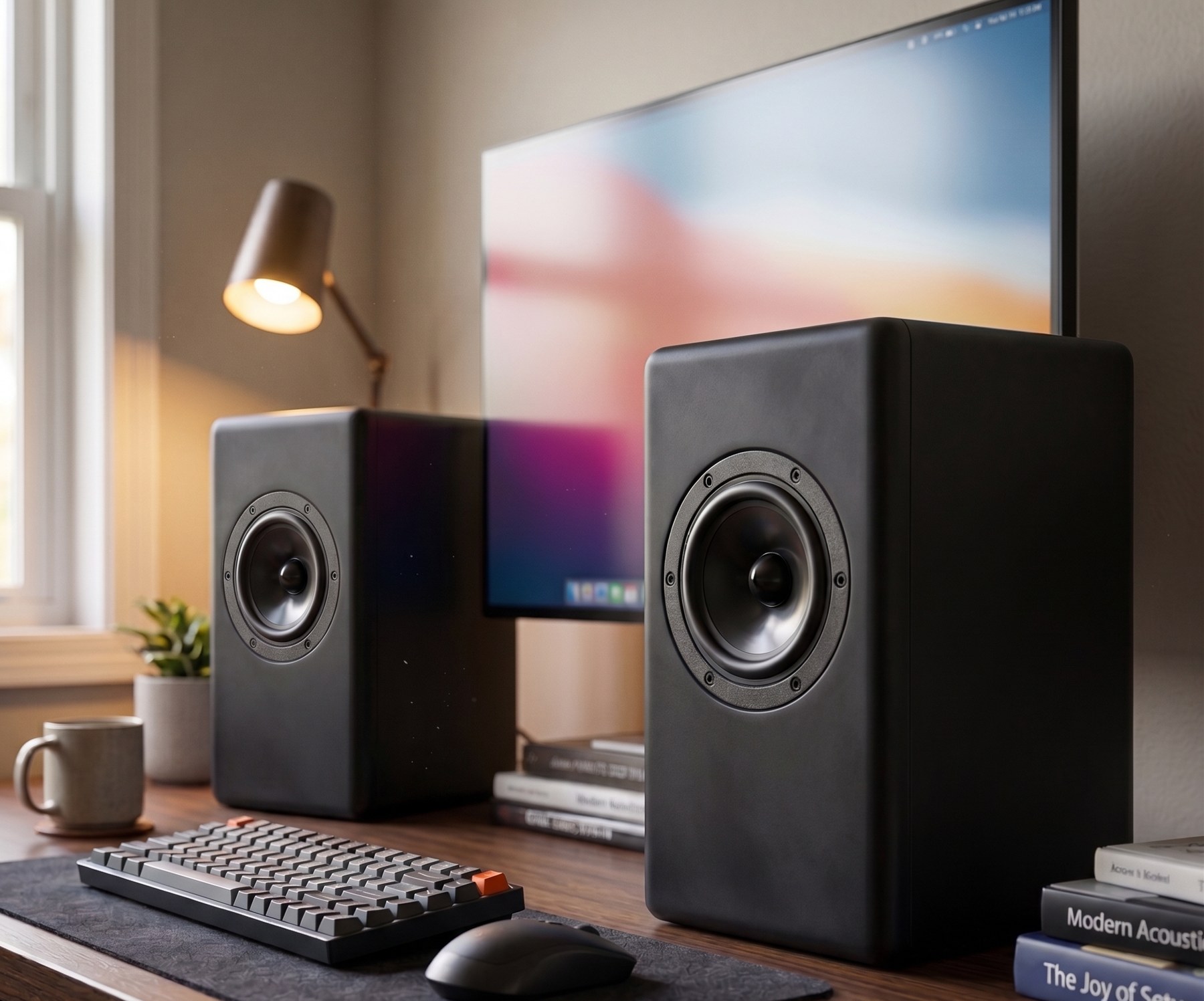 4" Full Range Speaker, desk-mounted pair